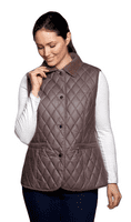 Womens Taupe Diamond Quilt Waxed Gilet db309